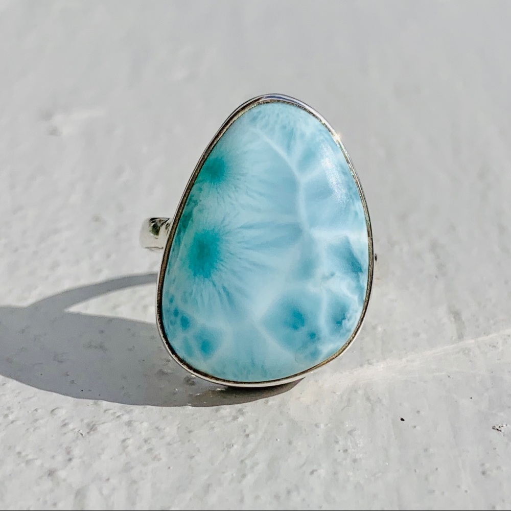 Larimar Sterling Silver Ring US 7